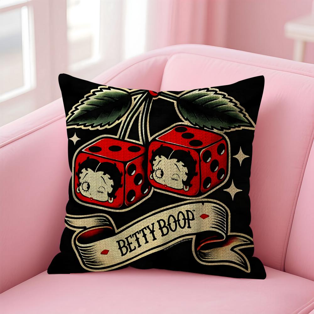 

Мультяшная наволочка Betty Boop из натурального льна, двусторонняя печать, декоративная наволочка для дивана, декор для дома, подарок 30x30cm