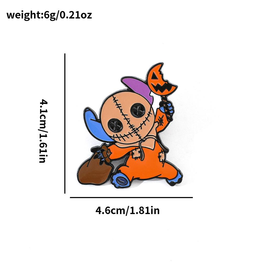 Cute Creative Personality Halloween Look Stitch Brooch Star Baby Character Metal Badge Accessories