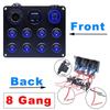 Blue LED Switch Panel 4/6/8 Gang Toggle Switch Control For Car Boat Camper Marine RV 12V Power Outlet USB Charger