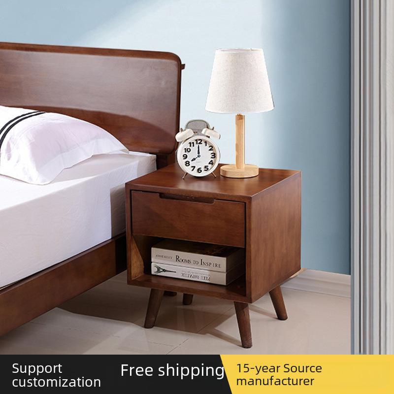 Solid Wood Nordic Bedside Table with Storage for Small Apartments and Bedrooms