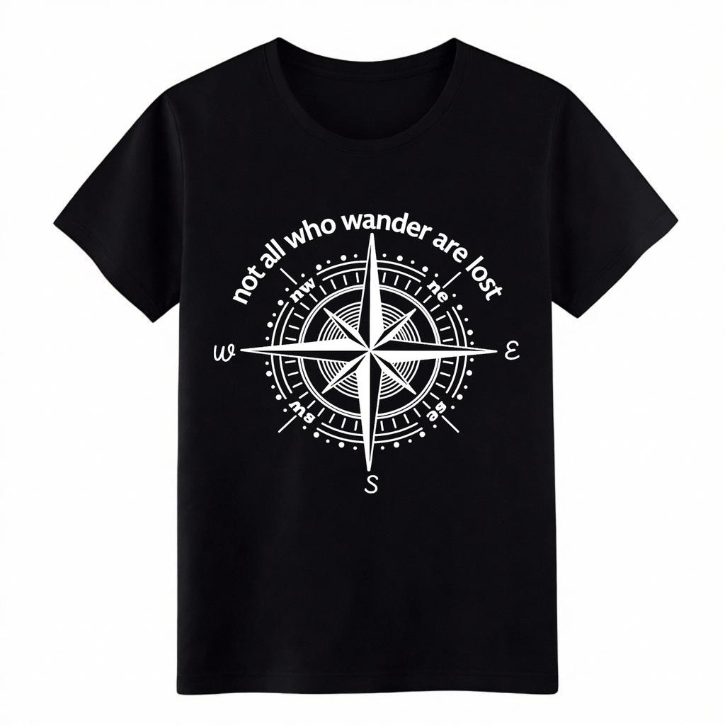 Not All Who Wander Are Lost Compass Cotton T-Shirt for Men&Women,Travel-Inspired