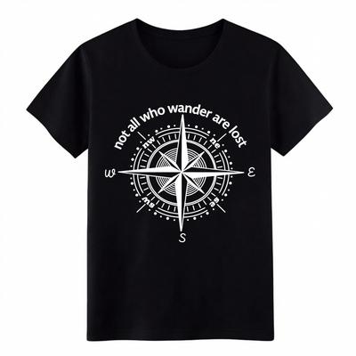 Non tutti coloro che vagano sono persi T-shirt in Cotone Bussola per Uomo e Donna, Ispirata al Viaggio