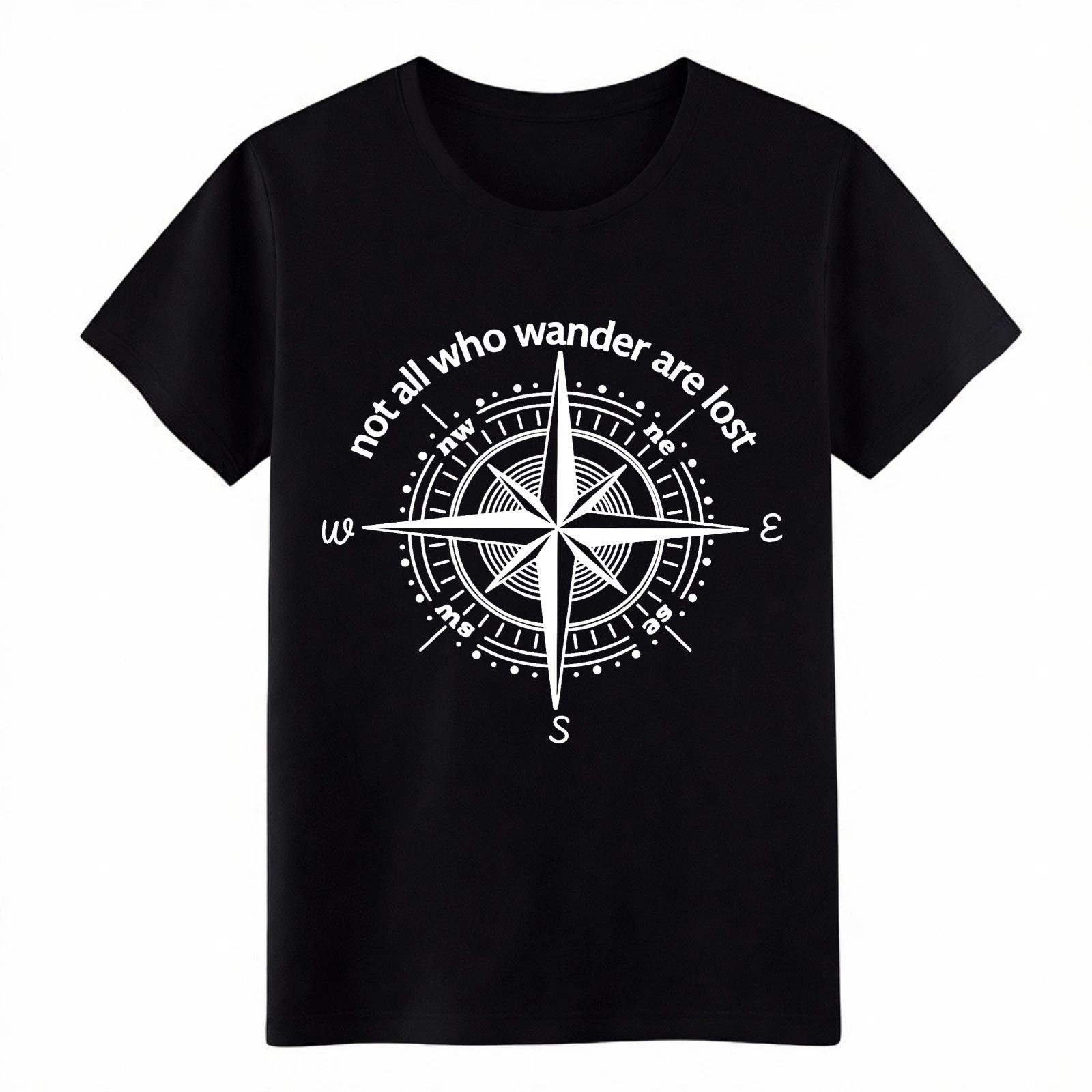 

Not All Who Wander Are Lost Compass Cotton T-Shirt for Men&Women,Travel-Inspired 2XL