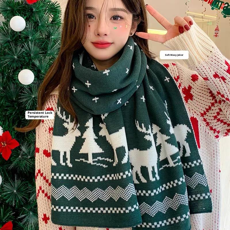 Korean Style Knitted Scarf Women's Winter Outerwear Warm Neck Warmer Fake Collar Shawl Atmosphere Feeling Female Fashion Gift