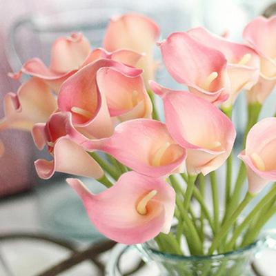 5/10 Stück Künstliche Blumen Calla Lilie Echte Haptik Tulpe Blumensträuße für Hochzeit Braut Zuhause Vasendekoration Kunstpflanzen Geschenke