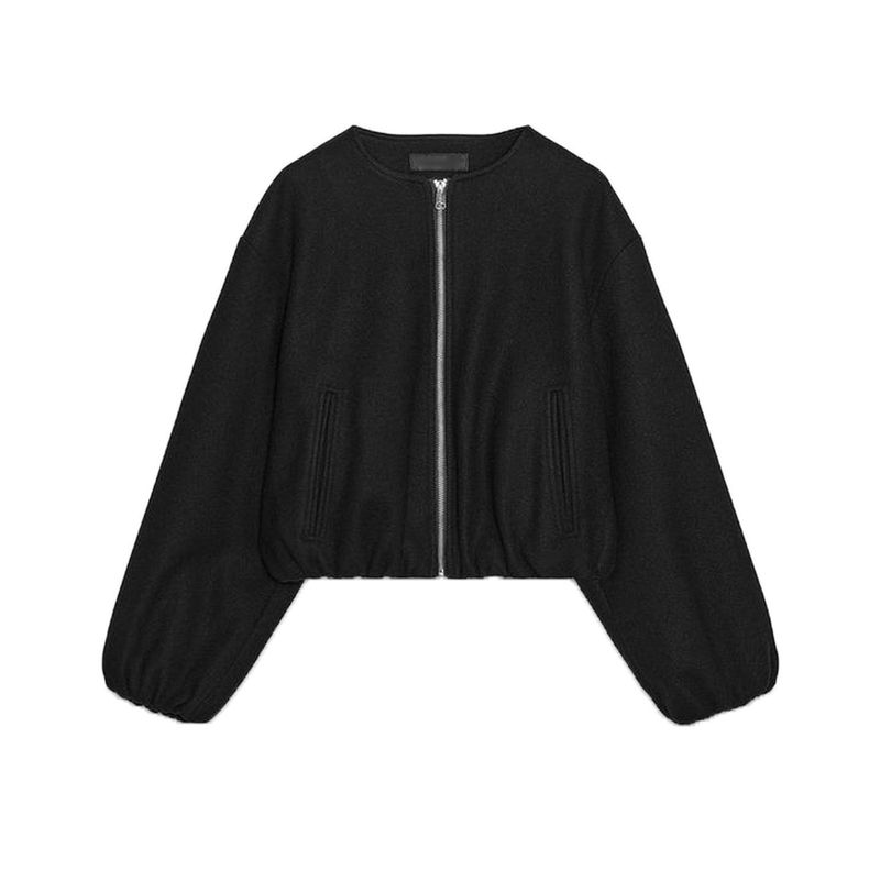 Fall New Women's Clothing French Round Neck Zipper Soft Pilot Jacket Outwear 3046070 3046264