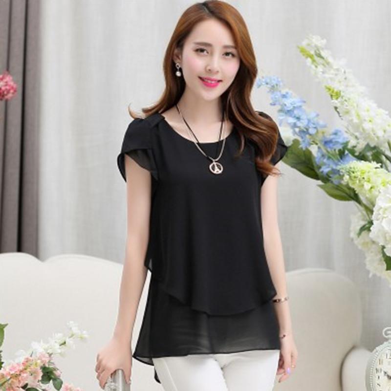 New Fashion Women's Loose Casual Chiffon Summer Short Sleeve T-shirt Blouse Elegant And Breezy