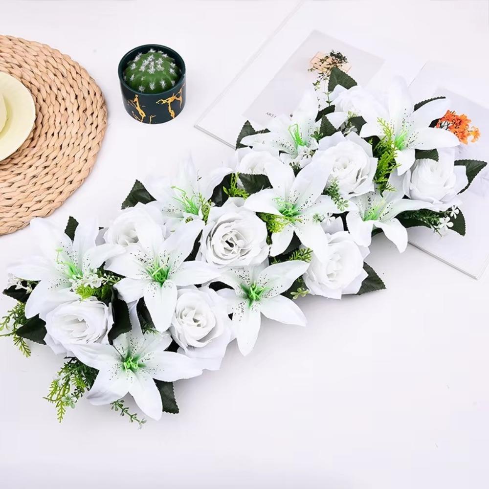 Rose&lily Fake Flowers Silk Wall Wedding Flower Fashion Simulated Flower  Party Stage Supplies