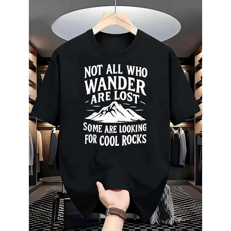 European Size Soft Breathable Fabric Men's Casual Graphic TShirt Mountain & Inspirational Quote Print Relaxed Fit Round Neck Machine Spring/Summer Top