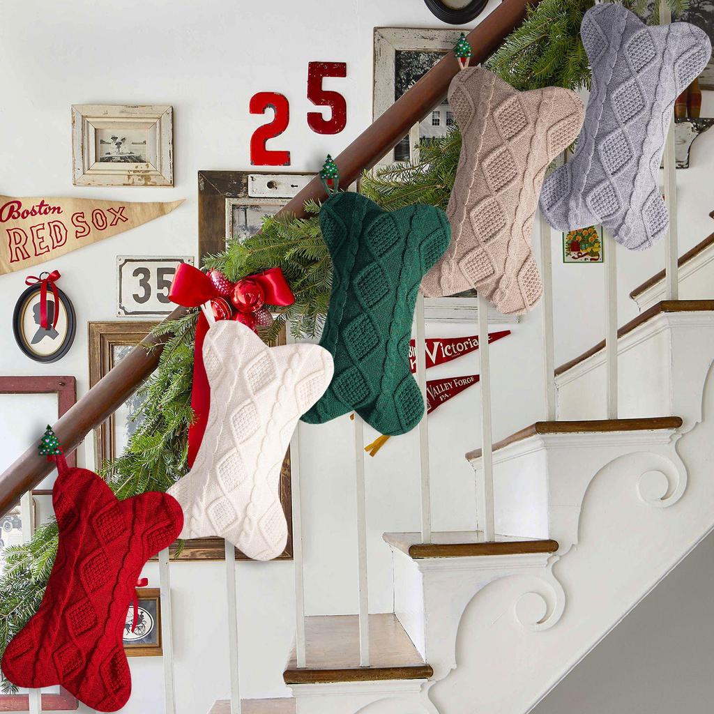 Creative Christmas Tree Ornaments: Knitted Bone Stocking Gift Bag