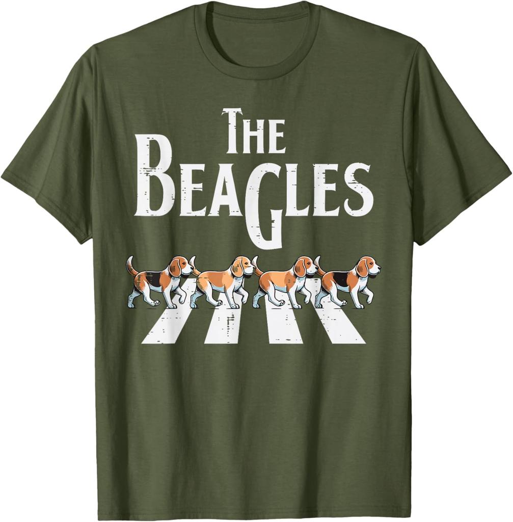 The Beagles Parody Abbey Road Walking Dogs Graphic Tee Casual Cotton TShirt for Men Women