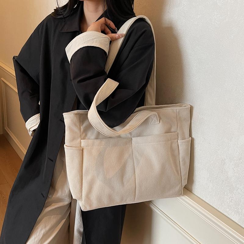 Lightweight Large Capacity Commuter Tote Bag Solid Color Shoulder Bag