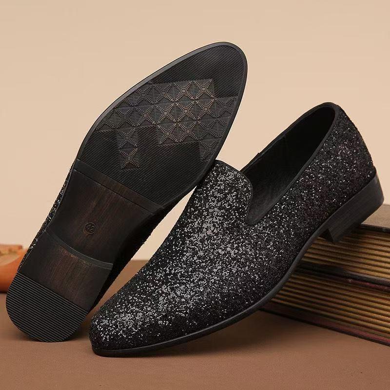Nuovo Arrivo Moda Uomo Viola Argento Nero Abito con Paillettes Scarpe da Ufficio Business Fascino Maschile Matrimonio Festa Ballo Scarpe Piatte