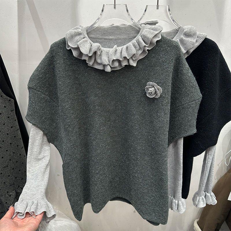 Spring 2026 Women s Knit Vest & Sweater Set - Grey Coco Style Two-Piece Layering Outerwear Large