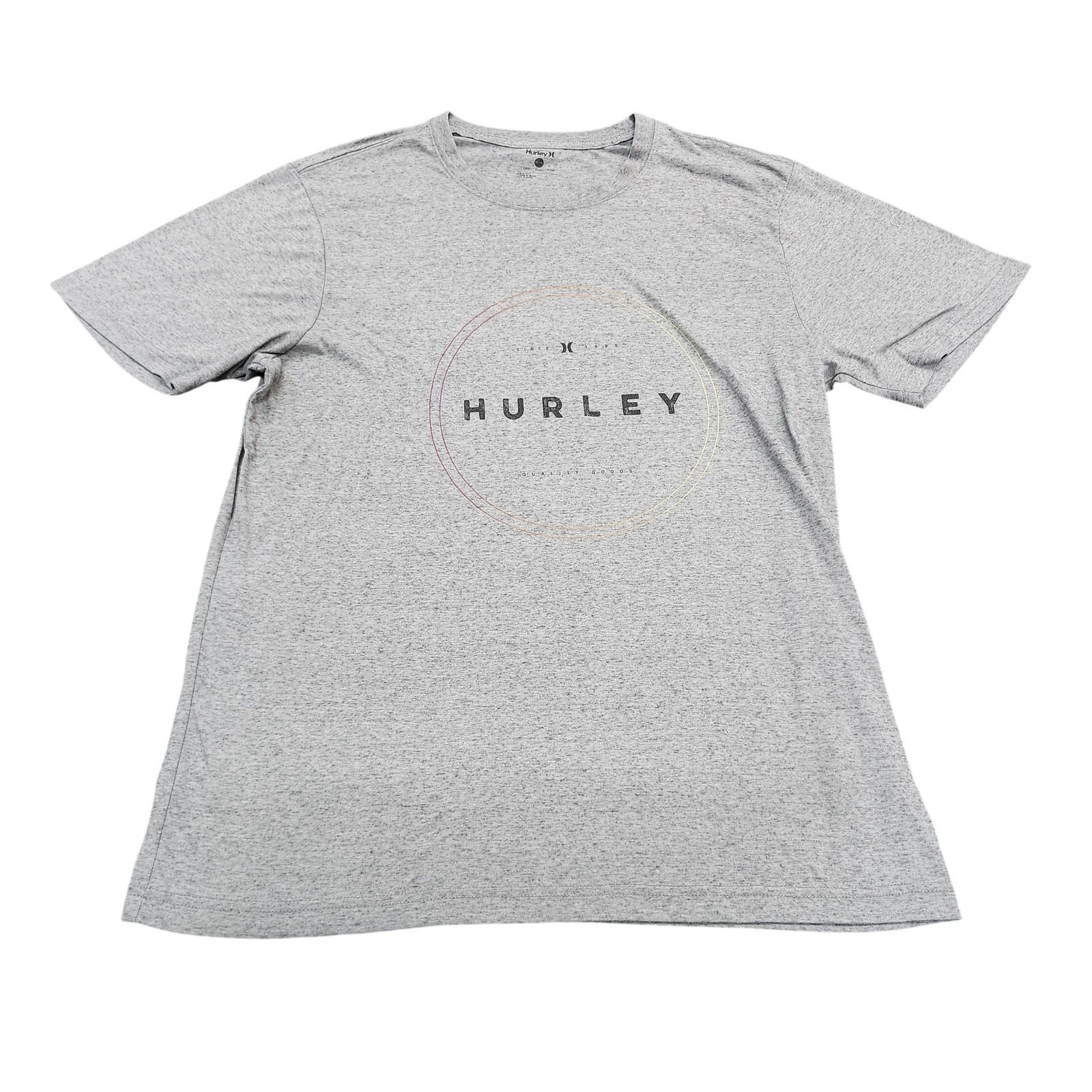 Hurley Shirt Mens XL Gray Circle Logo Graphic Tee Surf Tagless Casual Top Unisex T-Shirt S