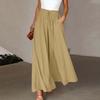 Einfarbige Damenhose mit elastischem Gürtel, weites Bein, hohe Taille, lange Culottes