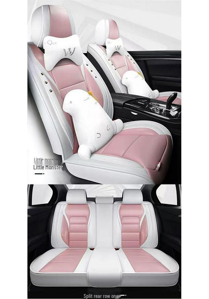 Universal Cartoon Car Seat Cushion - Four Seasons, Wear-Resistant, Dirt-Resistant, Full Surround, Leather Cover for Five-Seaters