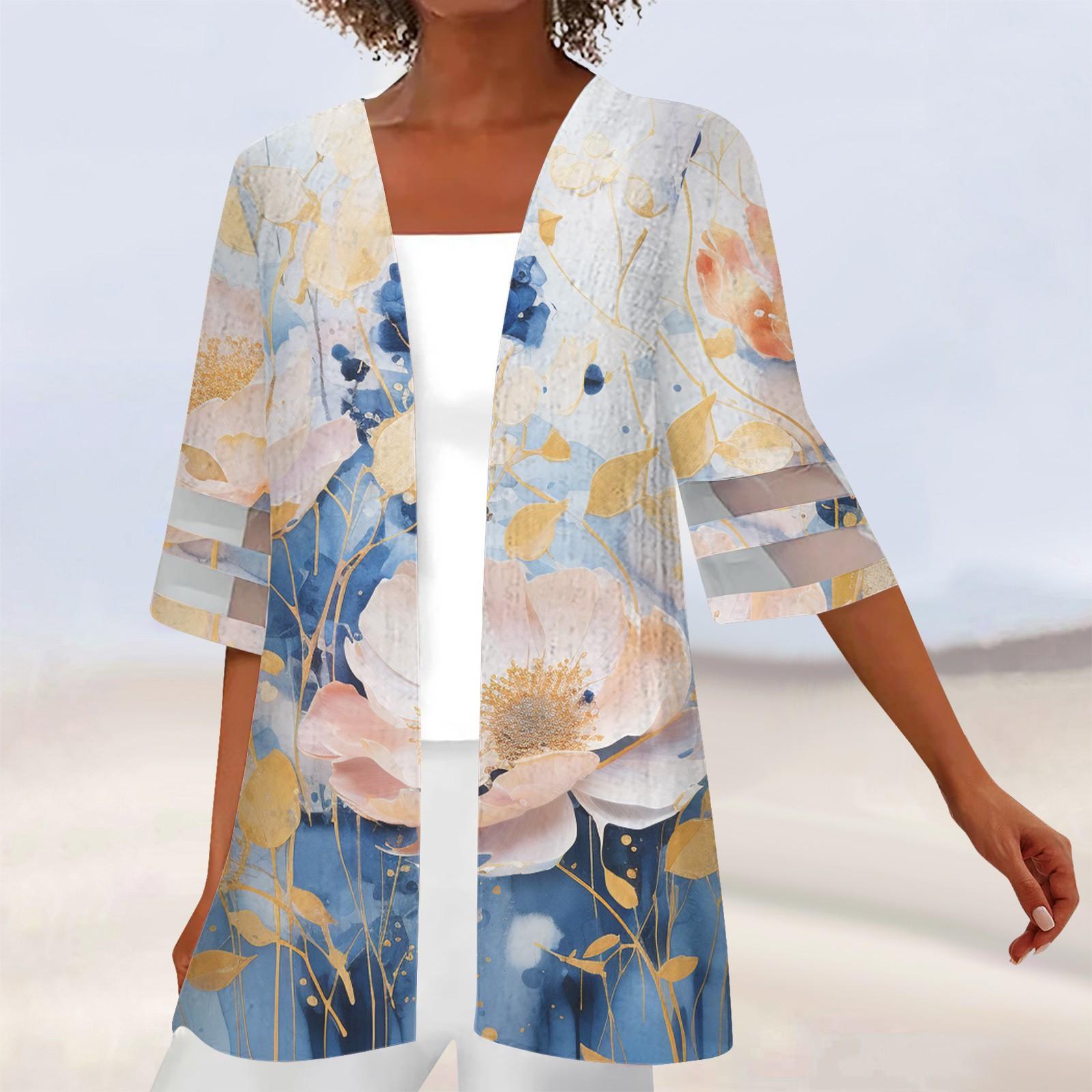 

Жіноча вільна повсякденна мереживна сорочка з коротким рукавом і кардиганом L бежевий