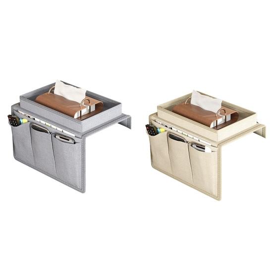 Couch Cup Holder Tray Couch Drink Holder Caddy Sofa Armrest Organizer with Side Pockets for Remotes Cell-Phone Tablet Snack