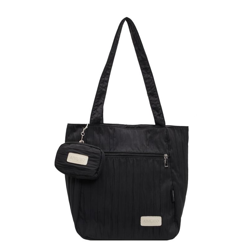 Large Capacity Tote Bag Women Commuter Handbag Solid Color Shoulder Bag
