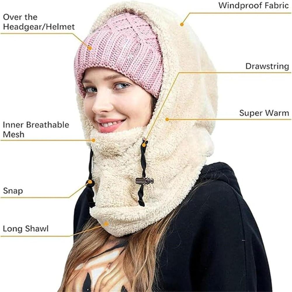 Windproof Sherpa Hood Ski Mask Thickened Winter Cycling Cap Ear Protection Cap  for Outdoor Sports