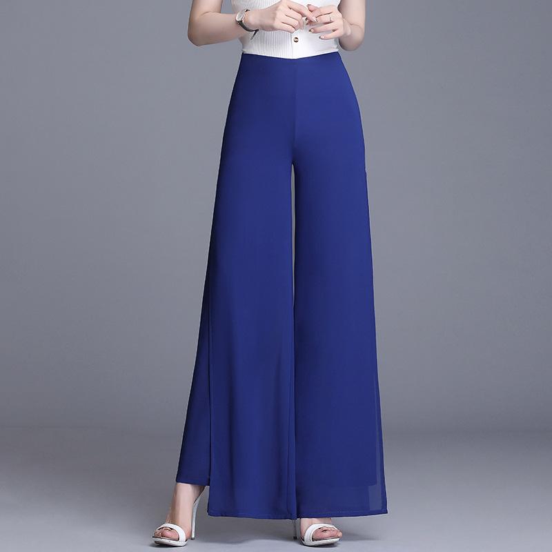 Double-layer Chiffon Wide-leg Pants, Women's Pants, High-waisted Swing-leg Pants, Split Skirt Pants, Dance Pants, Casual Pants, Long Pants