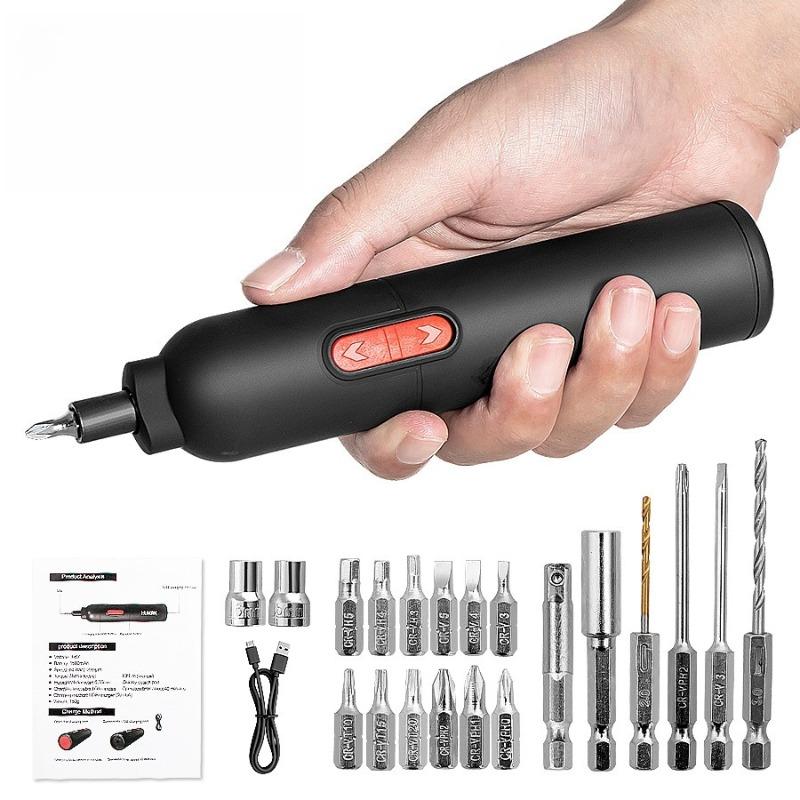 Mini Electric Screwdriver USB Lithium Durable Multifunctional Small Electric Drill Home Repair DIY Accessories Tool Set