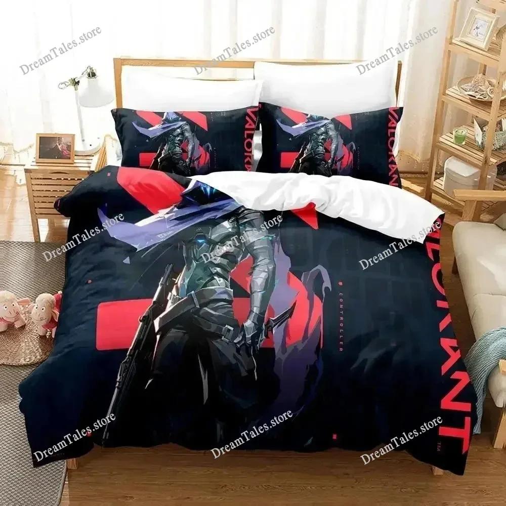 Jett Valorant Bedding Set Single Twin Full Queen King Size Bed Set Adult Kid Bedroom Duvet Cover Sets 2D Print Game Bed Sheet741
