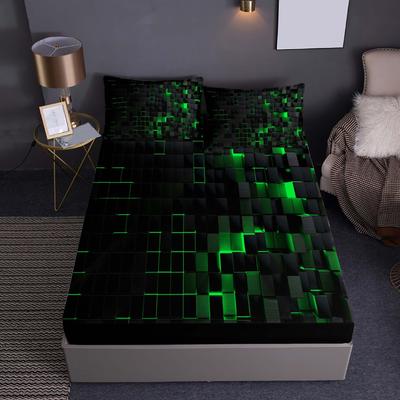 Mattress Three-Piece Digital Printing Bed Sheet All-Inclusive Bed Cover Honeycomb Plaid Pattern Bedding