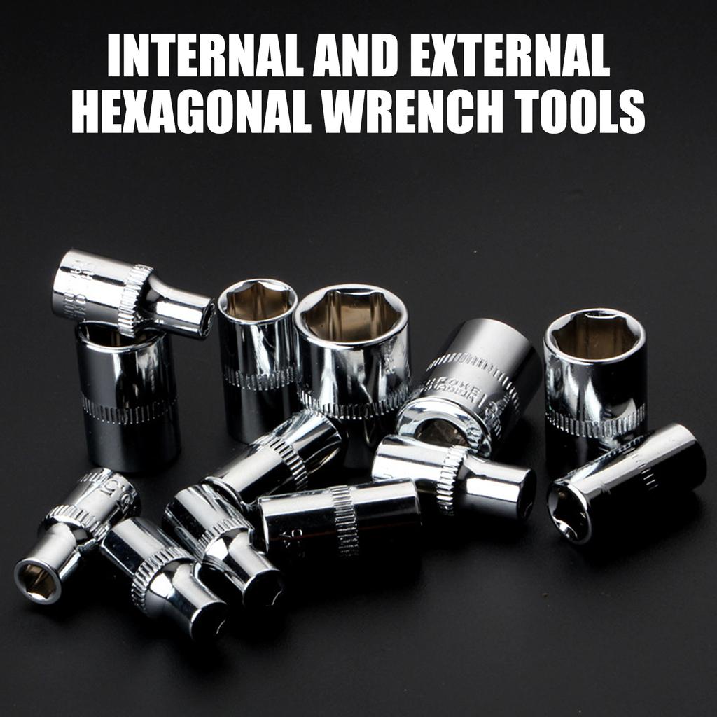 Essential Short Socket Spanner 1/4Inch Drive 6 Point Metric 4mm-14mm Selection for Profession Use Mechanical Repair Tool