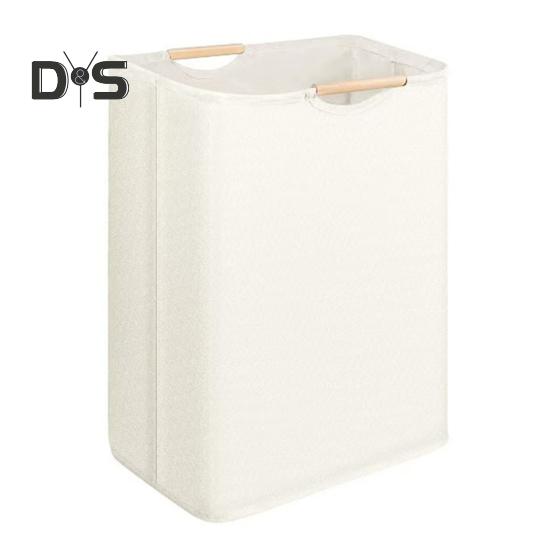 Laundry Hamper Storage Basket with Bamboo Handle Foldable Design Large Capacity Waterproof Fabric Clothes Hamper Laundry Basket