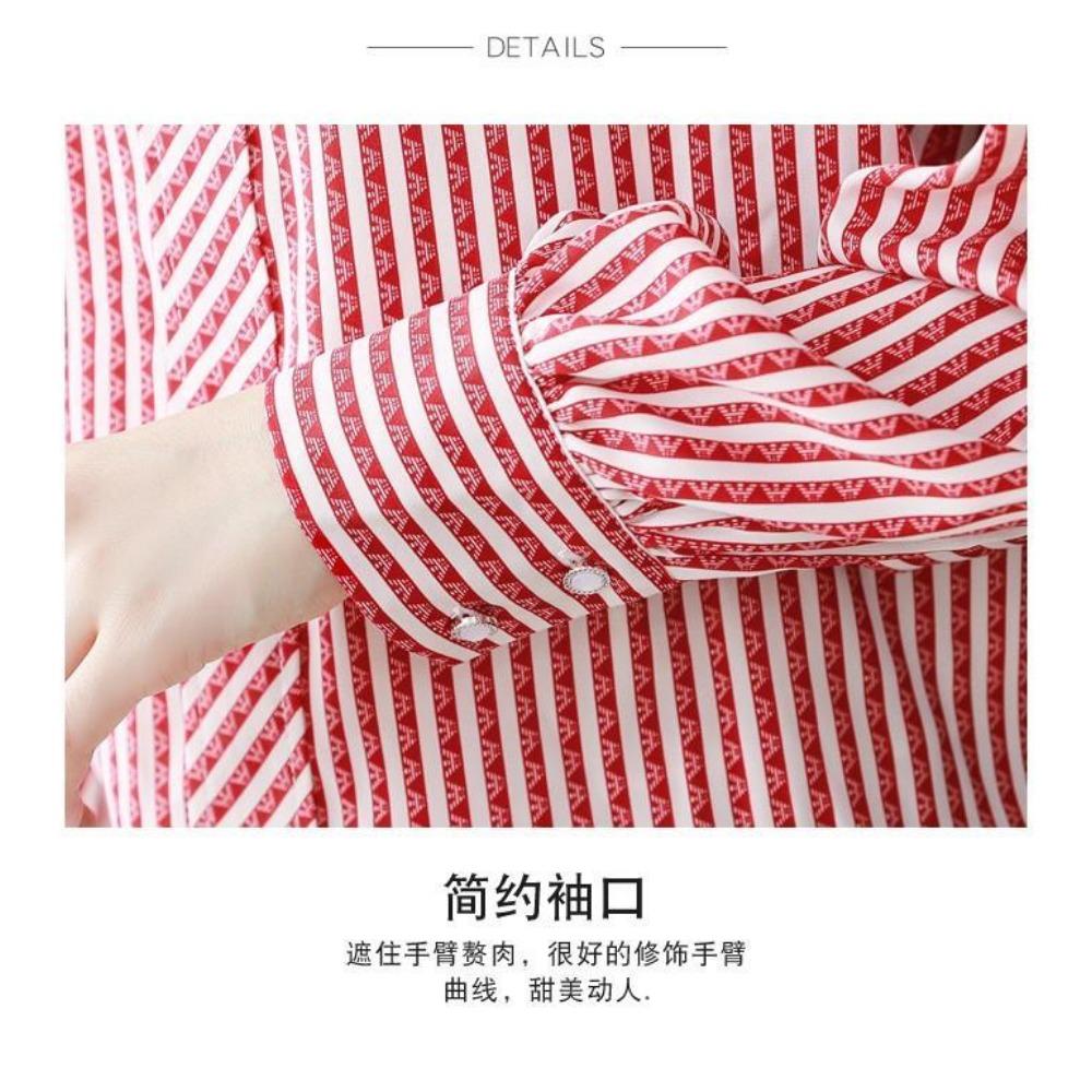 Striped Shirt Women's Spring and Autumn New Top Fashion Chiffon Shirt Long-sleeved Shirt