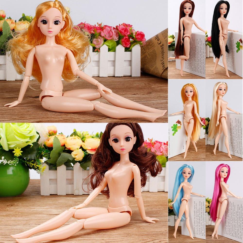 Color Hair 1 PC Nude Doll with Head for Dolls 11 Joint Moving Naked Bodies DIY Toys Accessories