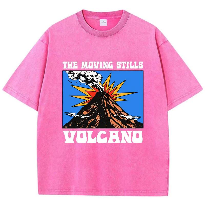 Oversized Women Washed T-Shirts Volcano Manga Printed Tee Shirts Cotton Distressed Oversize Tees Vintage Female Clothes