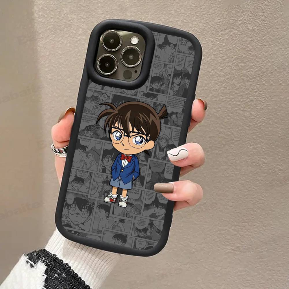 Detective Conan CARTOON For IPhone 17 Pro Max 16 15 14 13 12 11 Plus Black Soft Phone Cover