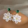Acrylic Transparent Flower Earrings Elegant Stylish Design Forest Style Square Green Drop Glazed Earrings Women's Jewelry