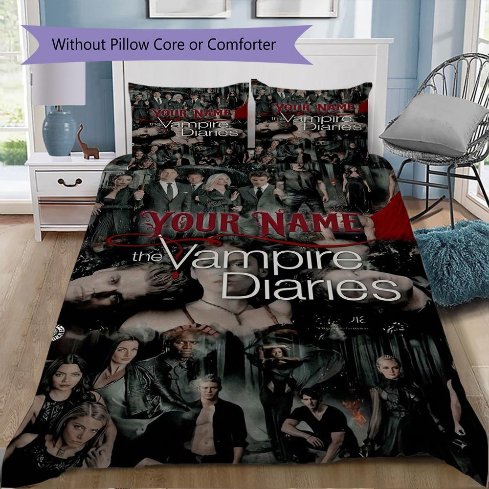 Custom Name Vampire Diaries Pattern Bedding Uilt Set Uilt Cover Pillowcase Home Decoration Birthday Gift (1*duvet Cover+2*pillowcase Without Core)