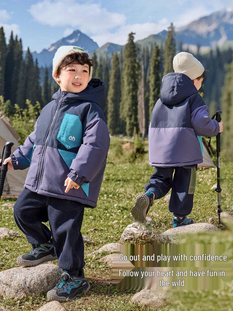 European Boys' Contrast Color Waterproof Thick Winter Jacket 2025 - New Baby & Toddler Cotton Outerwear