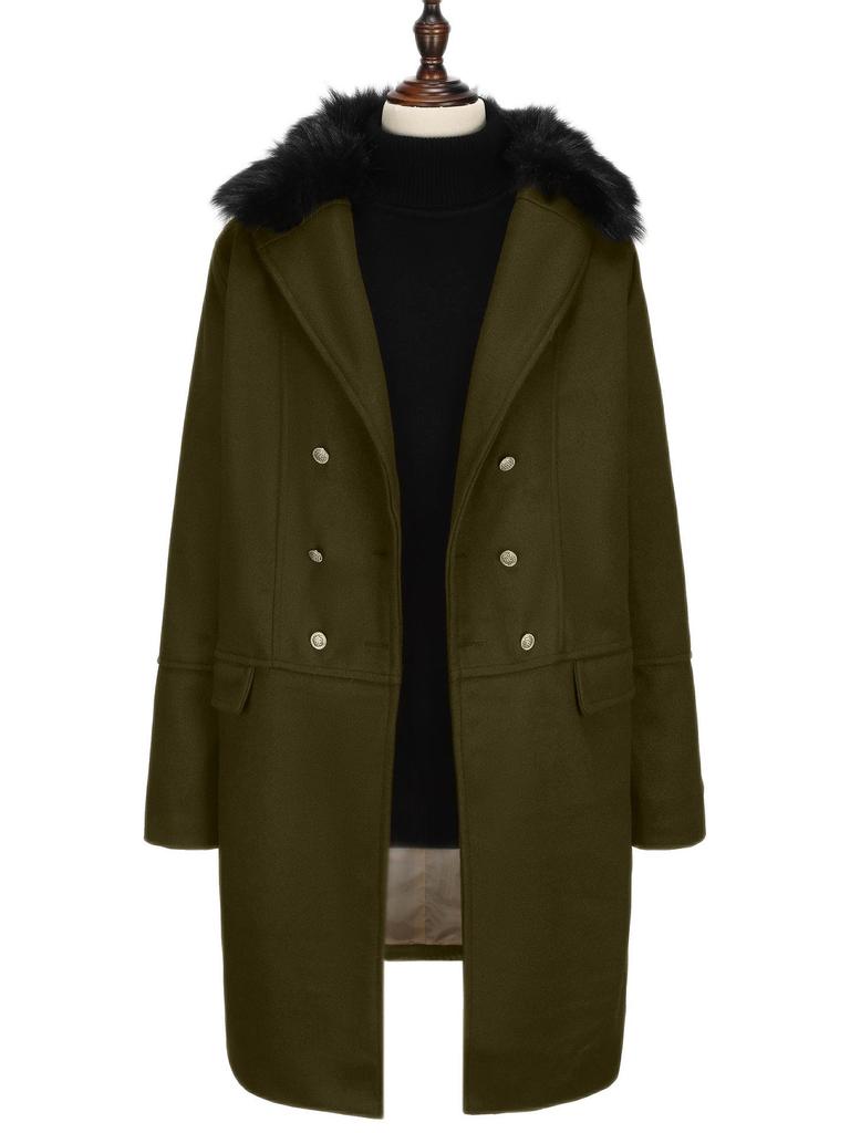 Herren Zweireihiger Wollmantel mit großem Pelzkragen