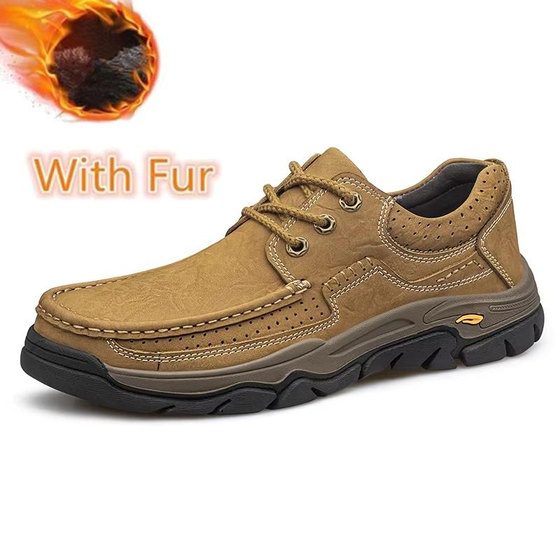 Fashion All-match Man Outdoor Hiking Shoes Warm Plush Fur Winter Casual Shoes New Men Trainers Travel Shoes Climbing Camping Footwear