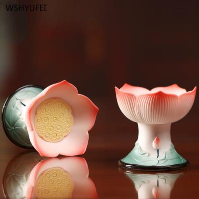 Home Decoration Accessories Ceramic Lotus Candlestick Household Candlestick Base for Buddha Offering In Front of the Buddha 1pcs