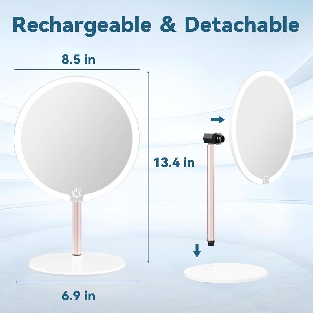 Portable Vanity Makeup Mirror with Lights Touch Control 3-Speed Brightness Multi-Angle LED Cosmetic Mirror for Makeup & Grooming