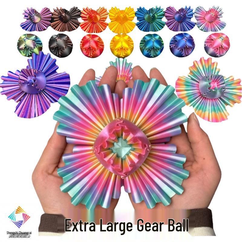 8cm Colorful 3D Gear Ball: Creative Rotating Decompression Toy