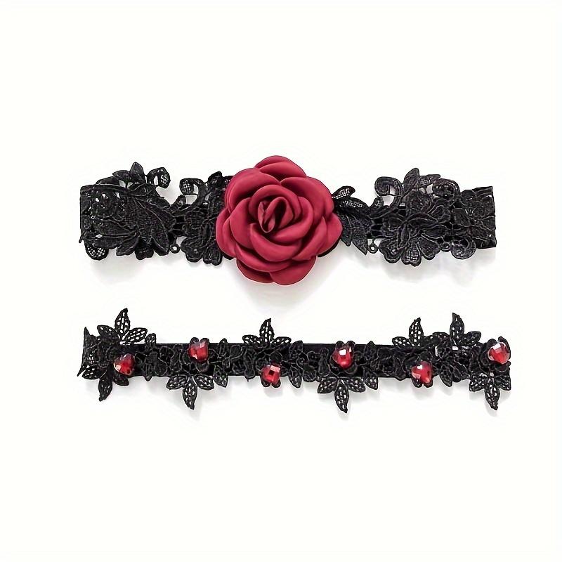 Rose Patch Lace Leg Garter Belt, Erotic Thigh Leg Rings, Women's Sexy Lingerie & Underwear Accessories