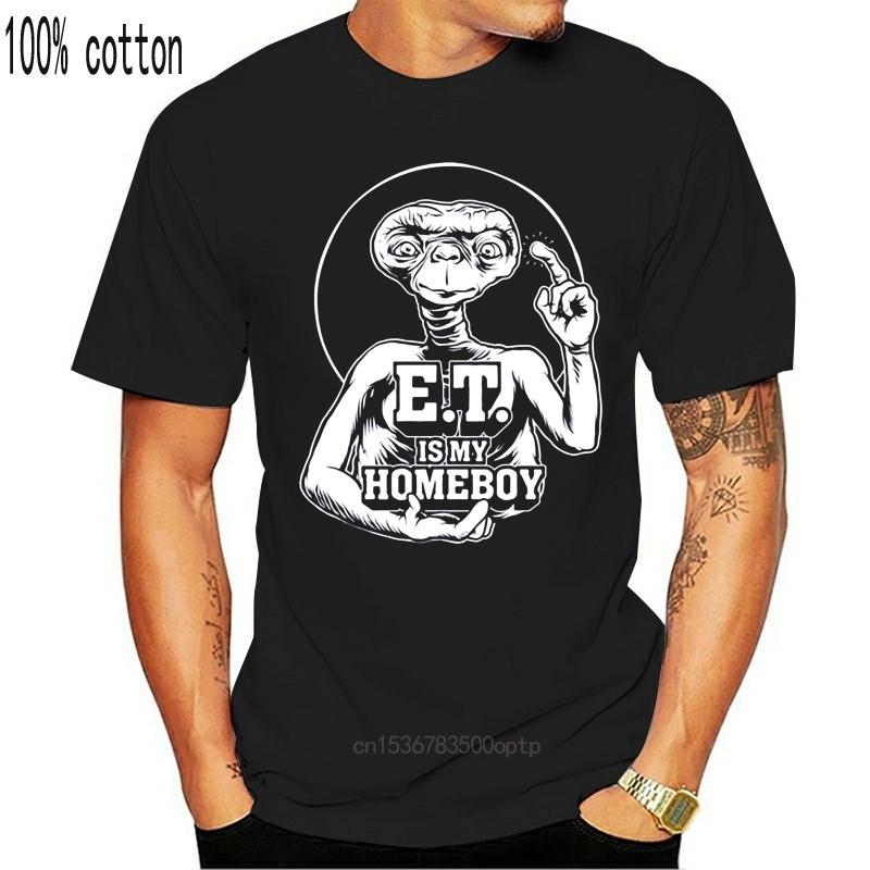 

Customized Casual Extraterrestrial cartoon - E.T is my homeboy t-shirt for men Sunlight cool men s tshirts Harajuku cotton 3XL чорний