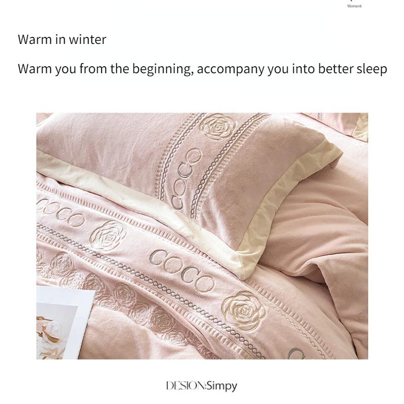 Kategoria zimowa A Mąka Mleczna Zestaw czterech sztuk Wysokiej klasy dwustronna mąka zagęszczony kołnierz Coral Mąka Kołdra Okładka