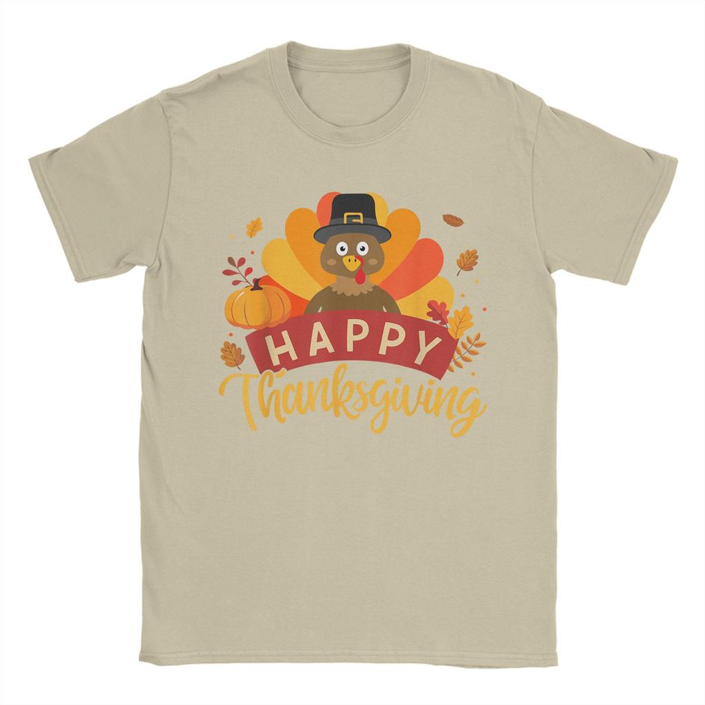 Happy Thanksgiving Turkey for Family Dinner Feast Men T Shirts Funny Tee Shirt Short Sleeve O Neck TShirts 100 Cotton Clothes