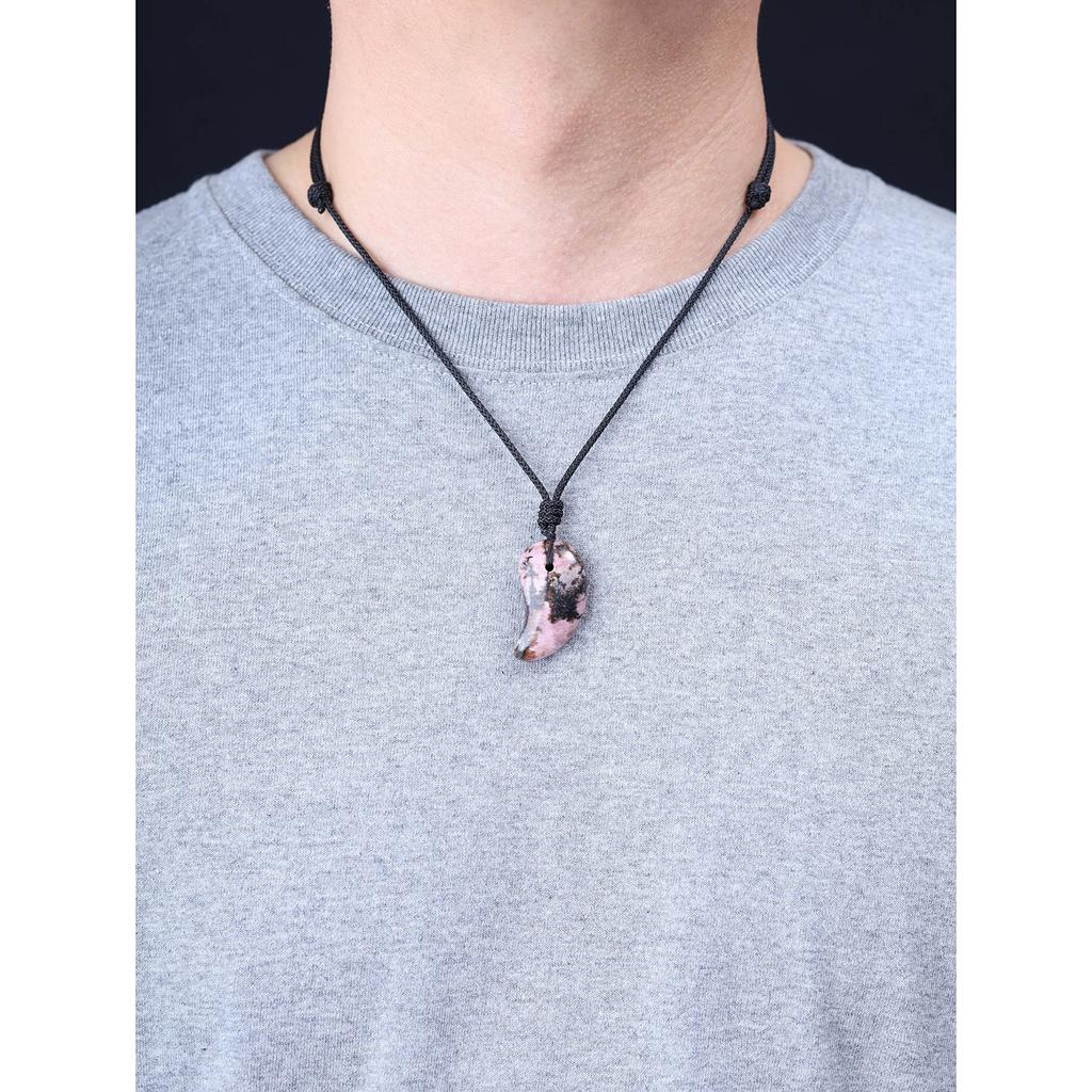 Gestreifte Inca Rose Liebe Erfolg Ehe Glück Glücksbringer Magatama Verstellbare Länge [Koai] Anhänger/Halskette Herren Damen