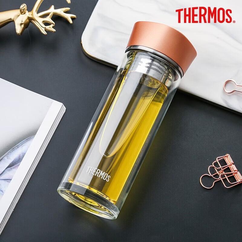 THERMOS Double-Layer Tea Separation Glass Cup