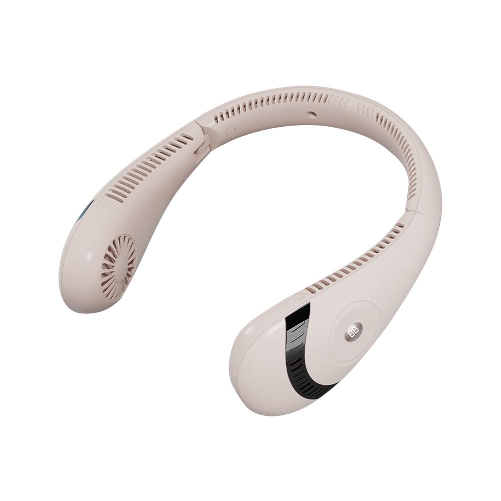 Neck Mounted Fan Portable Bladeless Neck USB Rechargeable Air Cooler  Portable Fan Digital Display Foldable Summer Cooling Fan